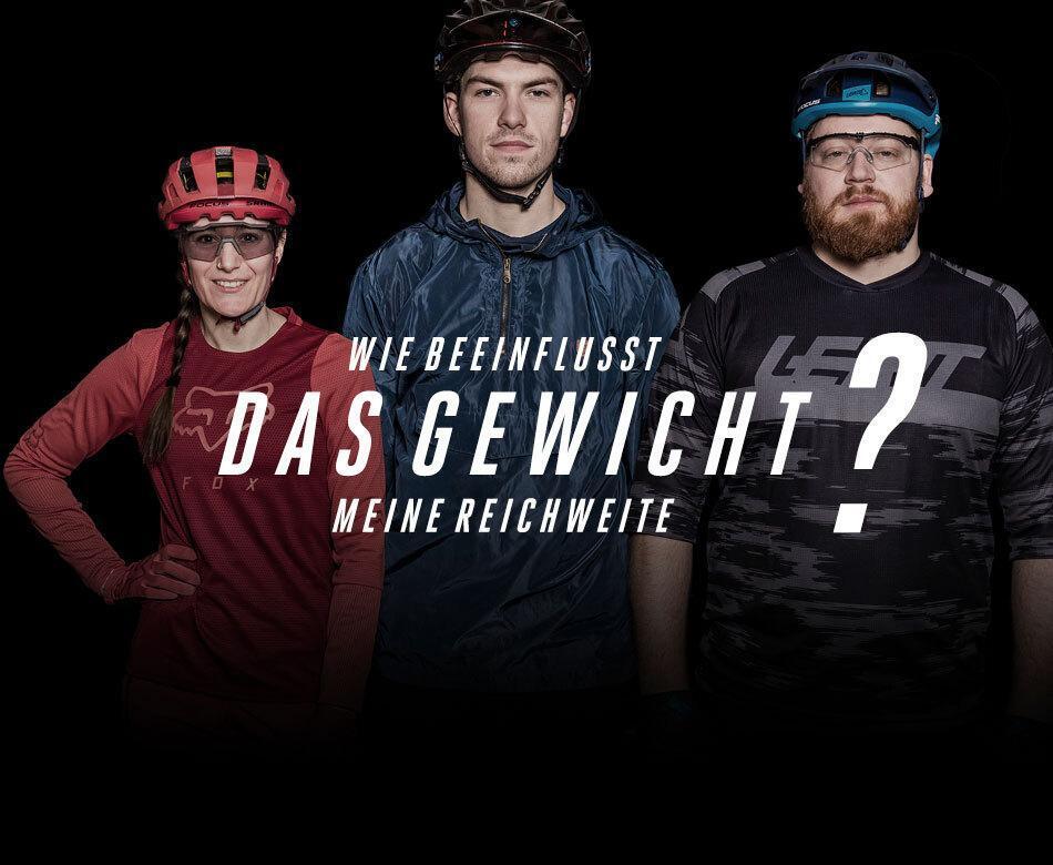 Wie stark beeinflusst das Gewicht die Reichweite eines E-Bikes? Die FOCUS Bikes Testfahrer für den Gewichts-Test: Steffie Teltscher, Joe Connell und Maurice von Kahlden.